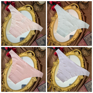 女棉裆 女性感无痕瑜伽薇t裤 欧美冰丝滑一片式 低腰半包臀丁字内裤