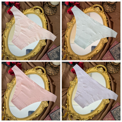 欧美冰丝滑一片低腰半包臀丁字裤