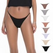 欧美细带冰丝丝滑低腰半包臀丁字内裤 女棉裆 女性感无痕瑜伽薇t裤