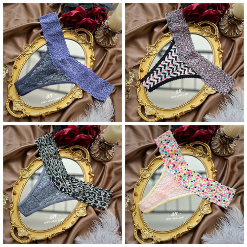 tback拼接网纱轻薄透中腰内裤女