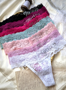 tback欧美JC橘子家烫钻蕾丝网纱性感无痕水钻棉档辣妹丁字内裤女