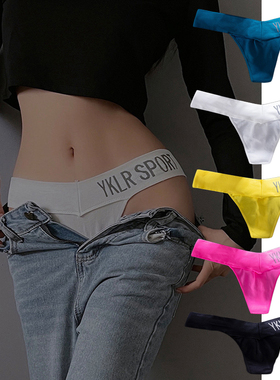 欧美tback无痕内裤女全棉丁字裤性感运动款健身低腰纯棉t裤女胖mm