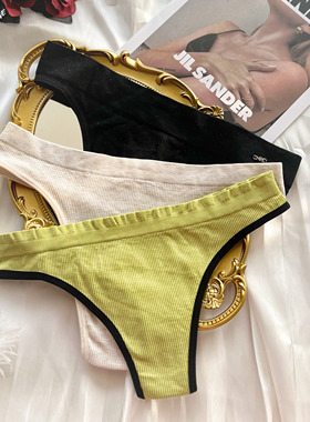 欧美tback无痕t内裤女耐拉伸性感运动健身中腰锦纶+纯棉档t内裤女