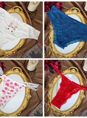 10月更tback性感蕾丝网纱丁字裤轻薄透日常穿中腰T内裤女大码XL