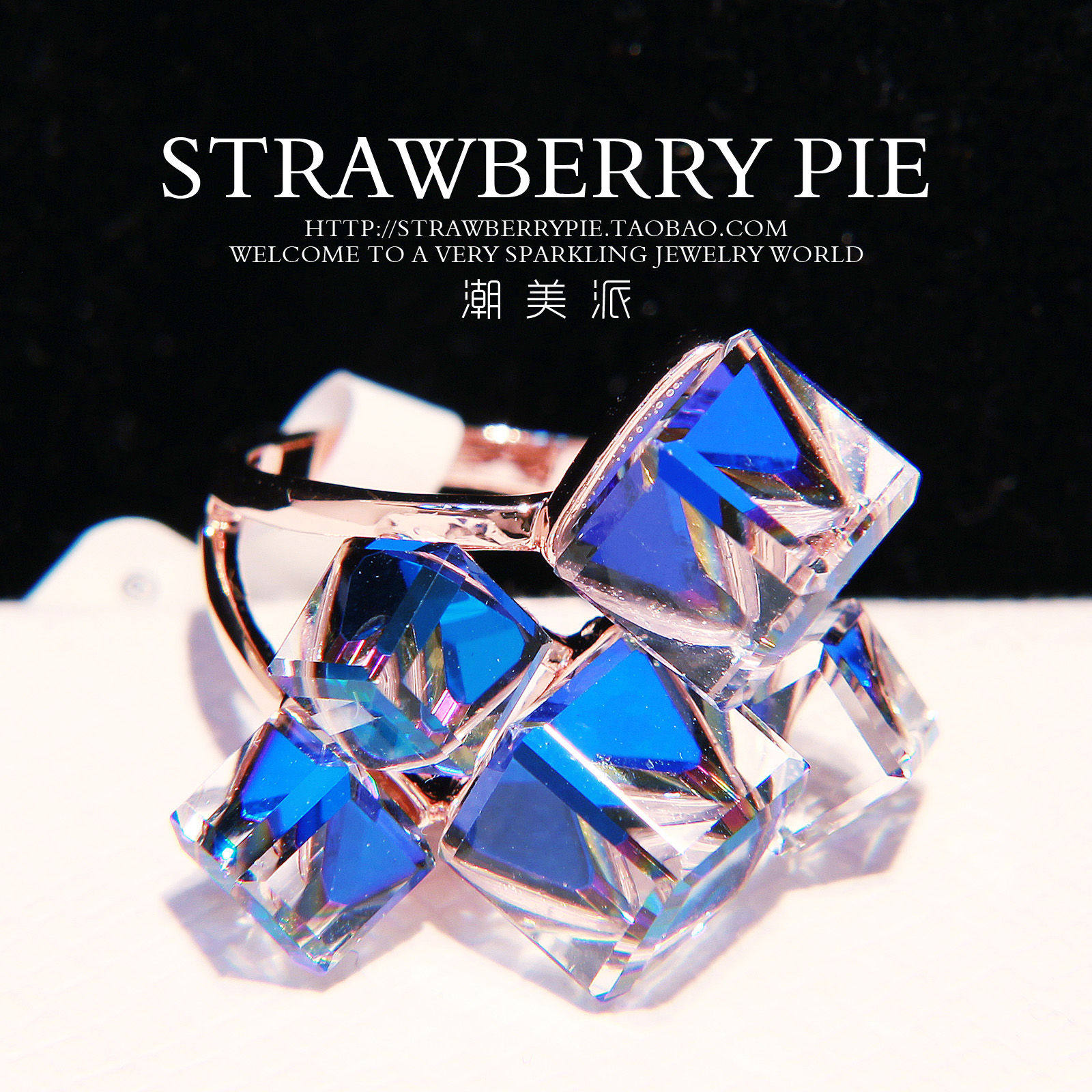 潮美派欧美夸张个性不规则水晶装饰戒指食指饰品时尚指环女款包邮