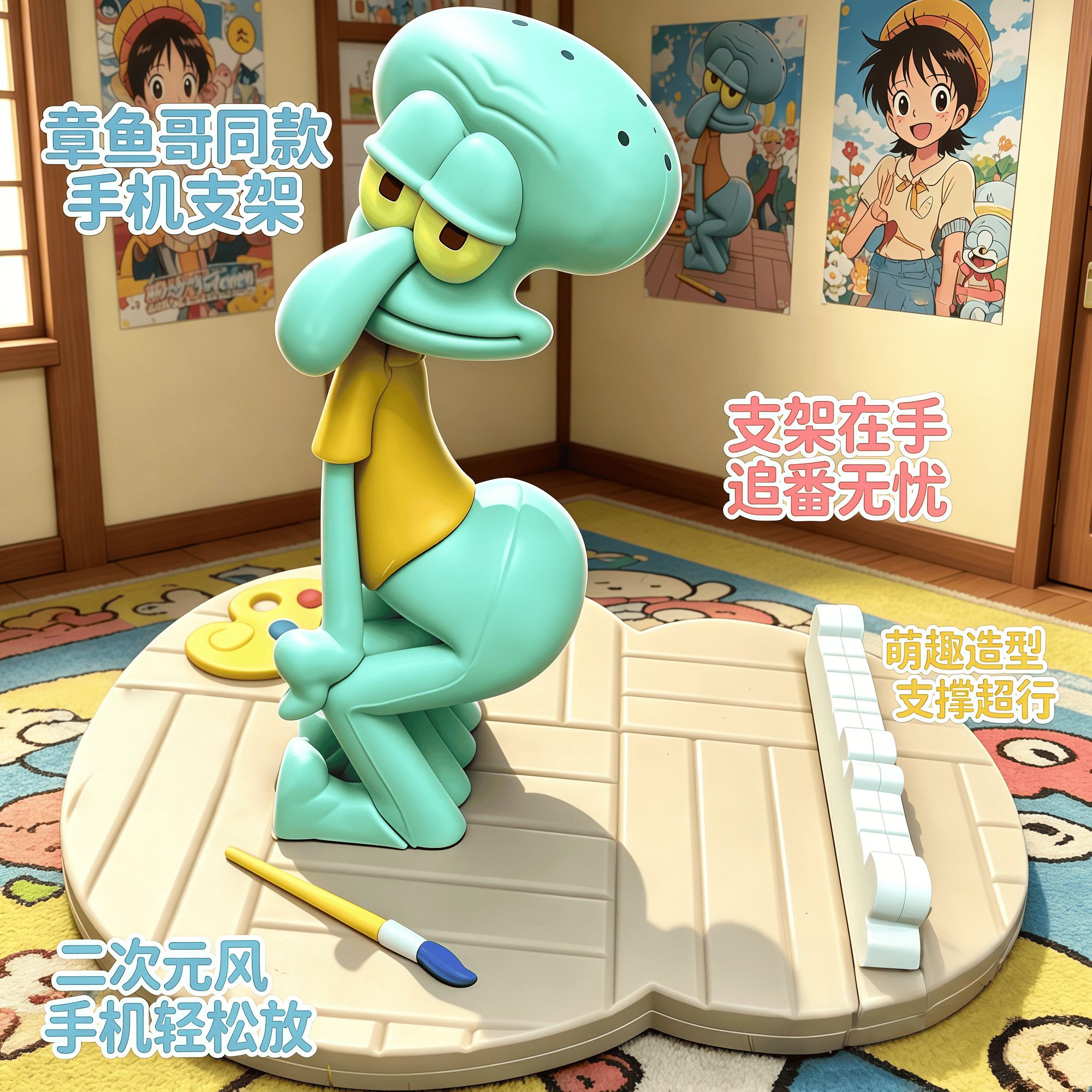 海绵宝宝章鱼哥创意搞怪手机支架
