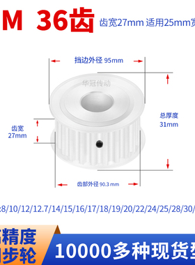 同步轮S8M36齿宽27内孔14 15 17 19 20 22242528现货皮带同步带轮