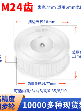 同步轮S2M24齿AF齿宽7内孔4/5/6/6.35/8/10S2M60现货皮带同步带轮