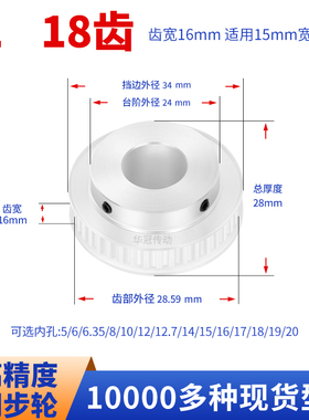 同步轮XL18齿宽16台BF内孔5 6 6.35 7 8 10 1218现货皮带同步带轮