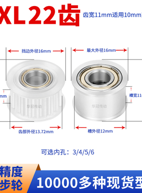 MXL22齿同步轮涨紧面轴承齿宽11内孔4/5/6/8惰轮现货皮带同步带轮