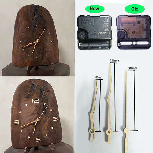 【小红书爆火同款 DIY】黑胡桃木边角料挂钟配件静音机芯榉木指针