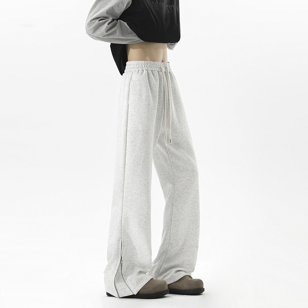 A440-GK01-P45微喇滑棉卫裤裤脚拉链装饰休闲裤，男装休闲裤，电商A440