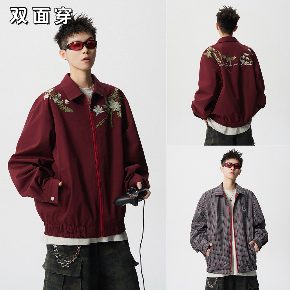 A440-JK3838-P68重工大花卉刺绣两面穿夹克外套,男装夹克,电商A440