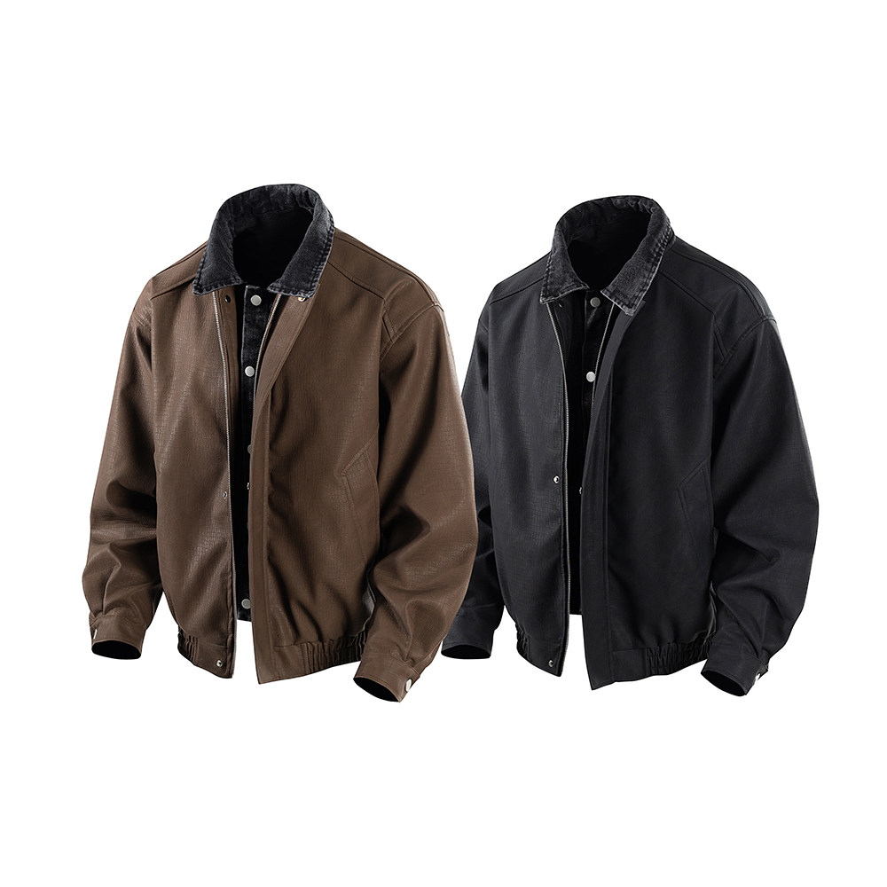 A440-JK2602-特P90假两件牛仔皮夹克，男装夹克，电商A440