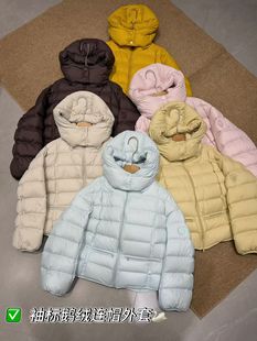 欧洲站2025新款冬连帽90白鹅绒羽绒服女短款加厚保暖面包服外套潮