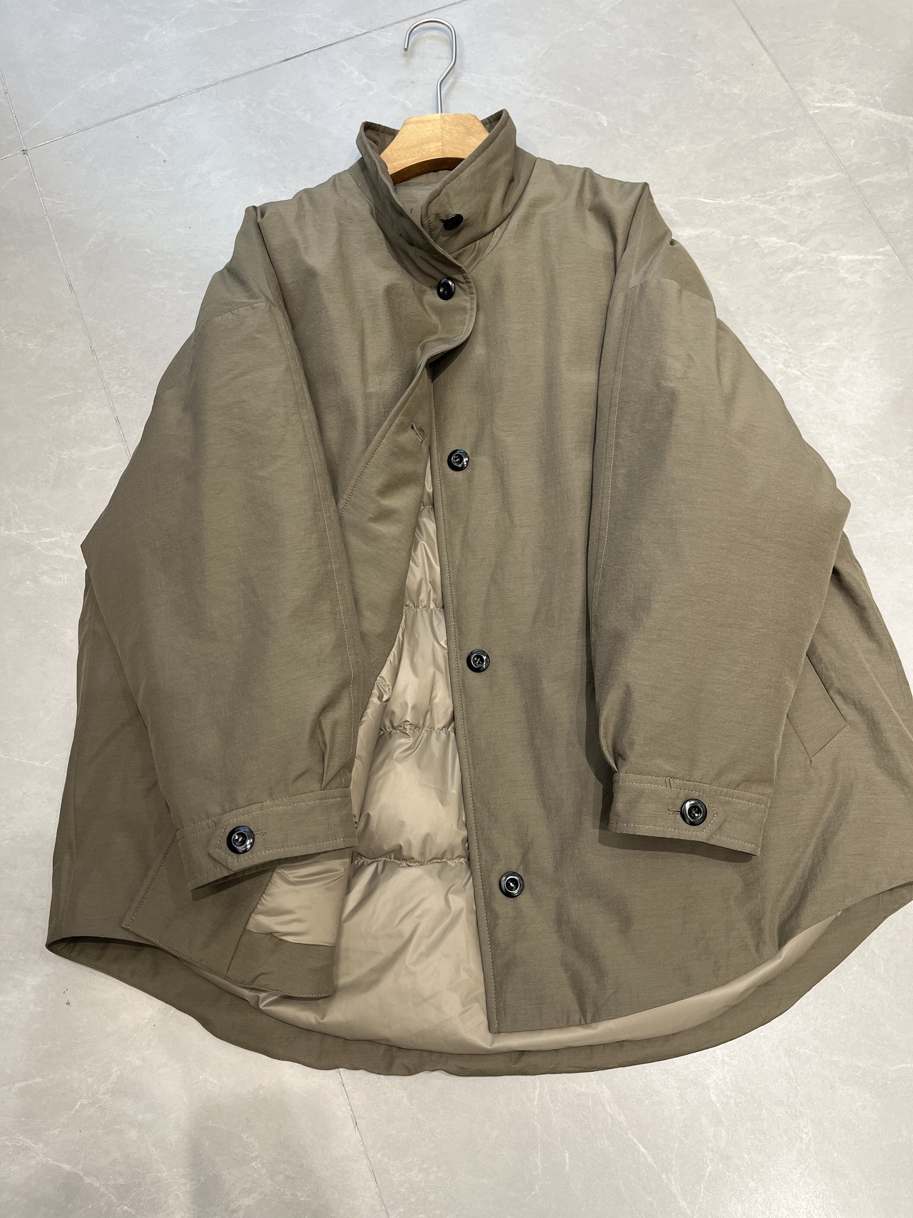 衬衫款风衣鹅绒服外套女中长款