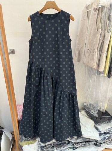 欧洲站夏季棉无袖波点连衣裙
