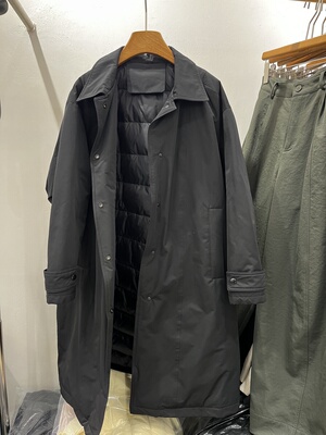 黑色风衣鹅绒服女宽松中长款