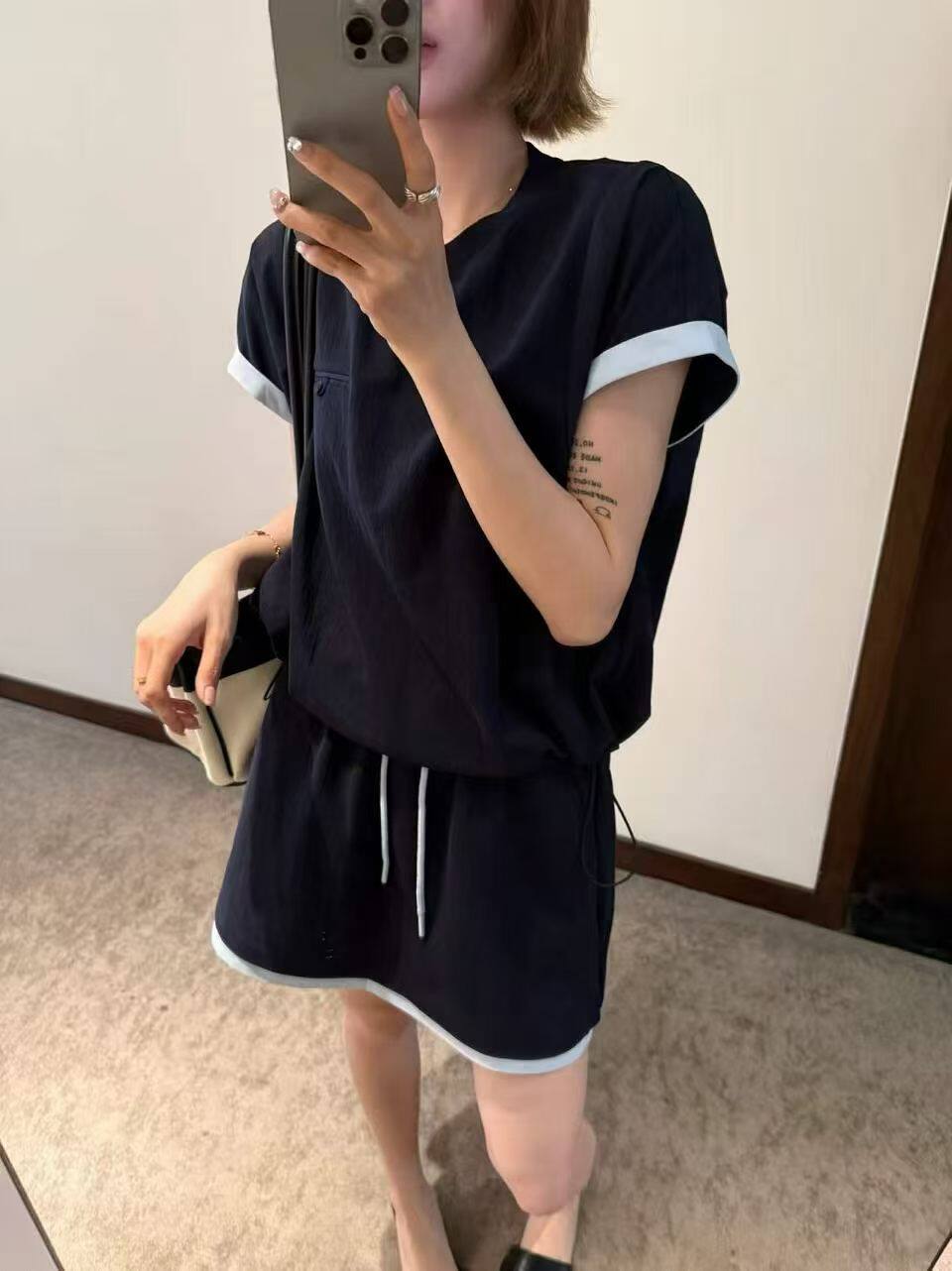 2026夏拼色T恤半身裙两件套女