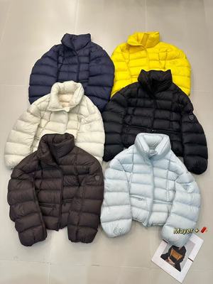 欧洲站欧货2025新款冬季90白鹅绒羽绒服女短款立领加厚袖标外套