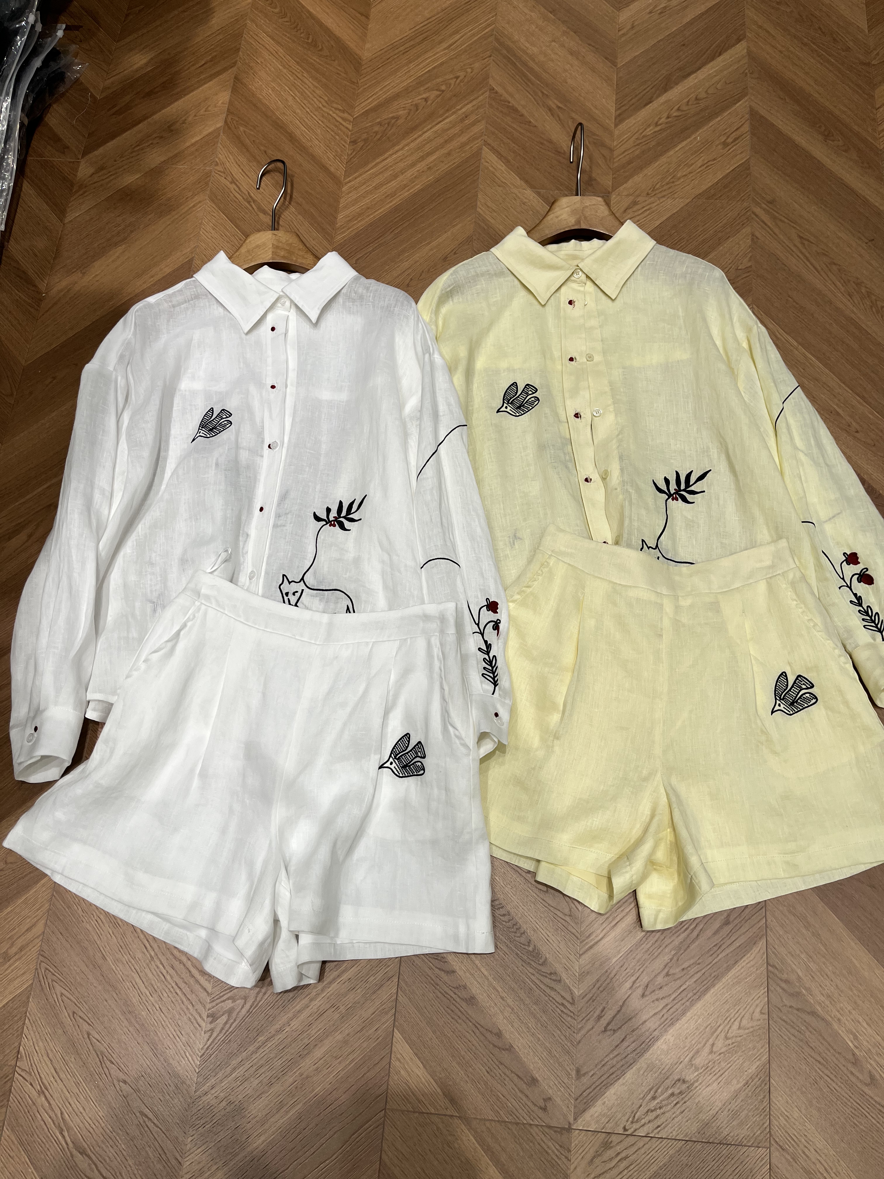 长袖衬衫宽松+短裤两件套