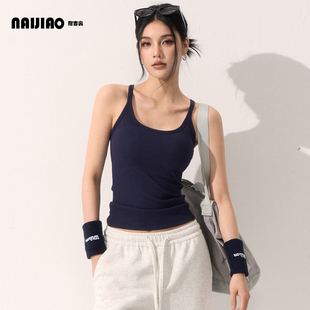 耐吉奥工字背心吊带女带胸垫外穿辣妹时尚 运动文胸新 健身上衣无袖