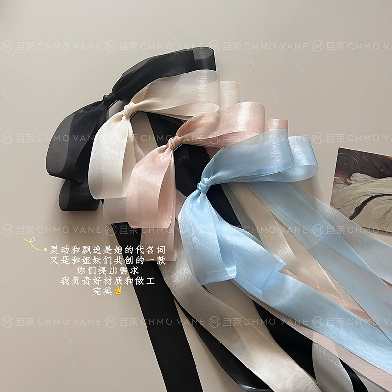 且茉~【6.6新品】灵动与自由~超仙长飘带蝴蝶结发夹甜美少女头饰