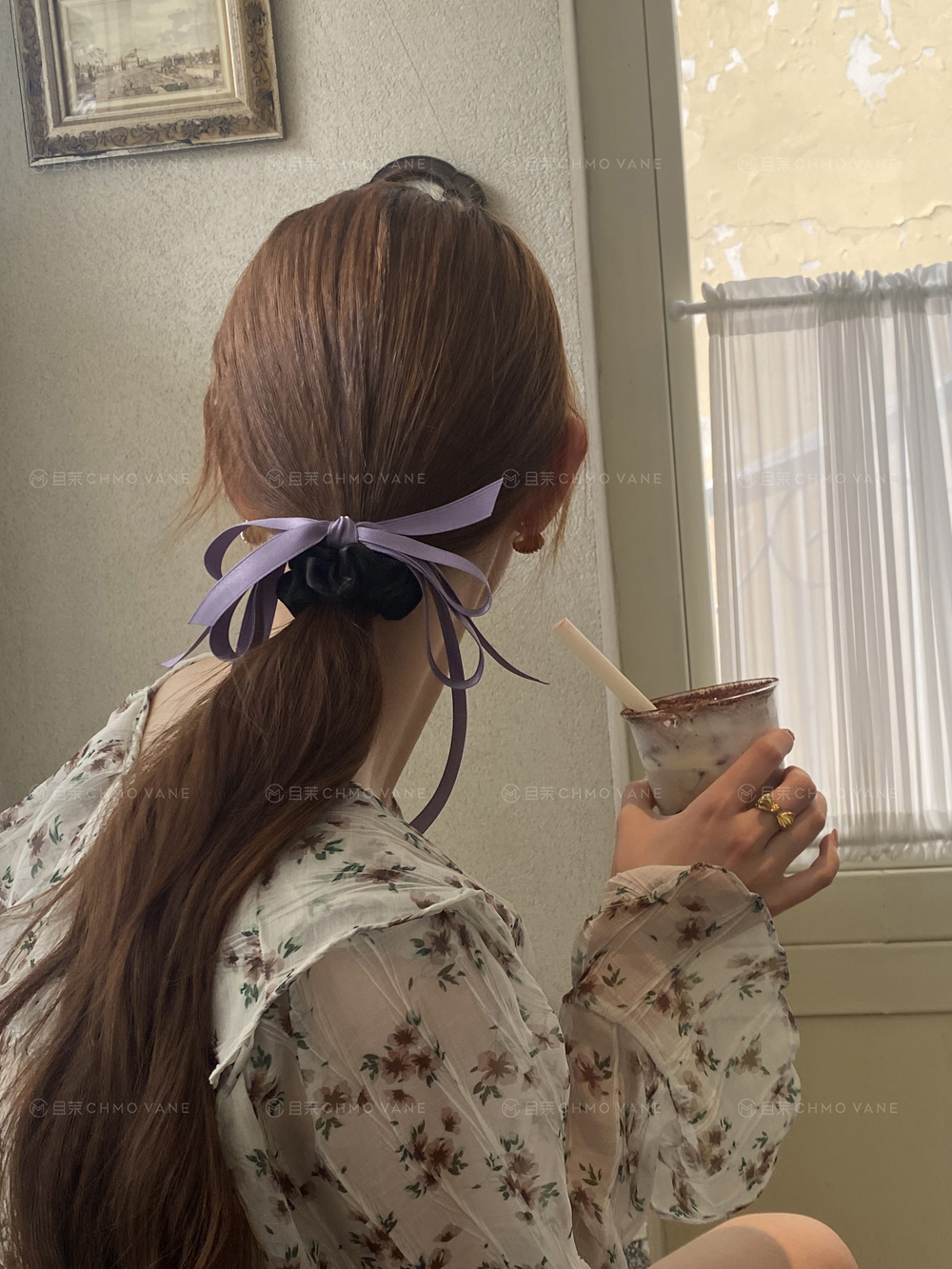 微醺心动~韩系紫蝴蝶结肠圈头饰