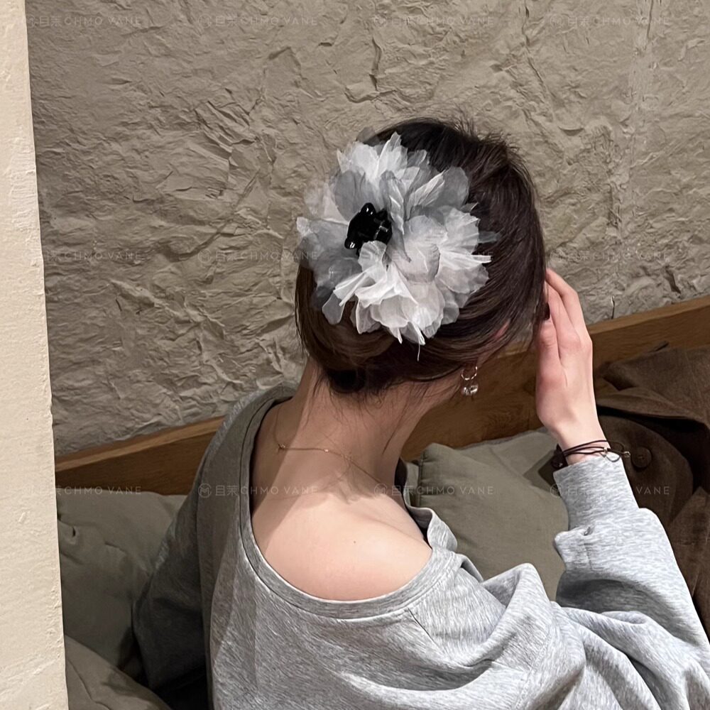 新中式度假立体纱花朵发抓后脑勺