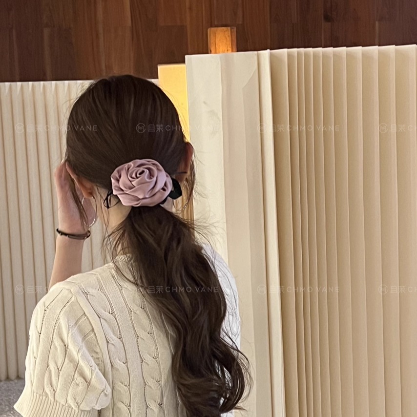 自制皱皱花朵肠圈新款头饰法式