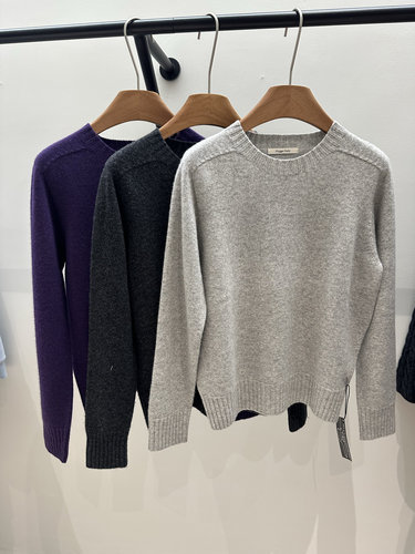 Hygge秋冬新款基础圆领一体全羊毛针织衫百搭韩版宽松休闲毛衣