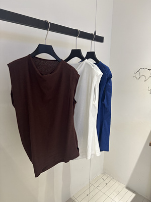 Kp夏季新款女设计感简约气质纯色背心无袖上衣显瘦含棉职业百搭