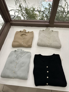 黑色 淡蓝 棕色 现货 春秋两穿 四色入 浅灰 全棉 质感开衫