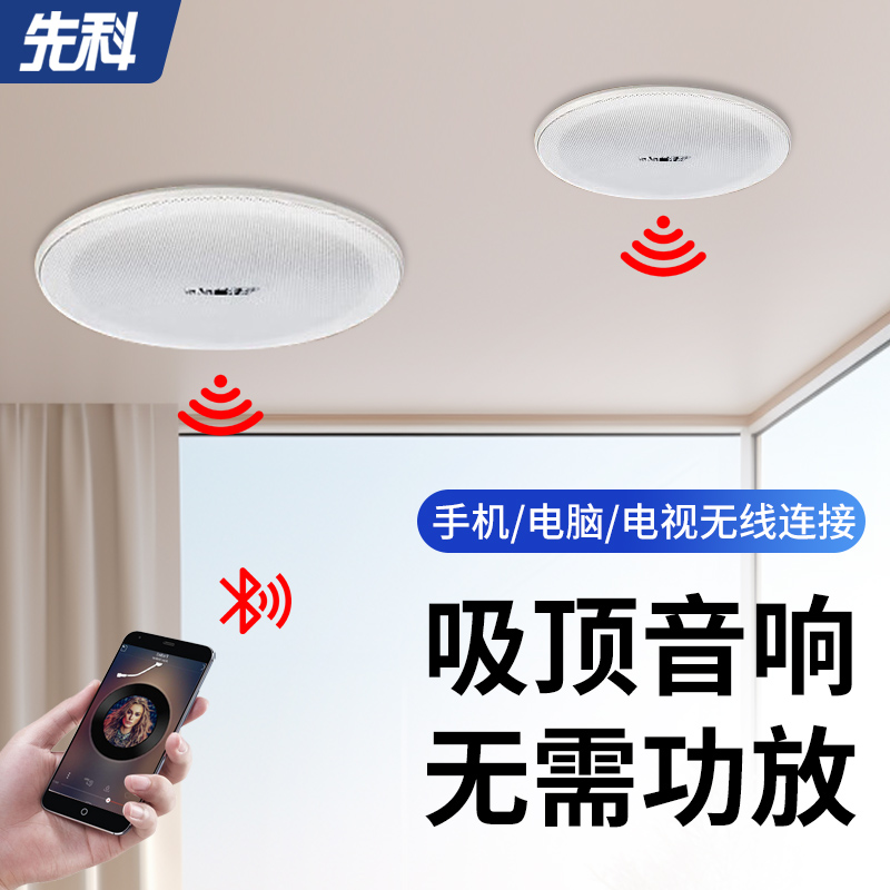 先科吸顶音响喇叭套装吊顶音箱有源天花背景音乐广播无线蓝牙家用