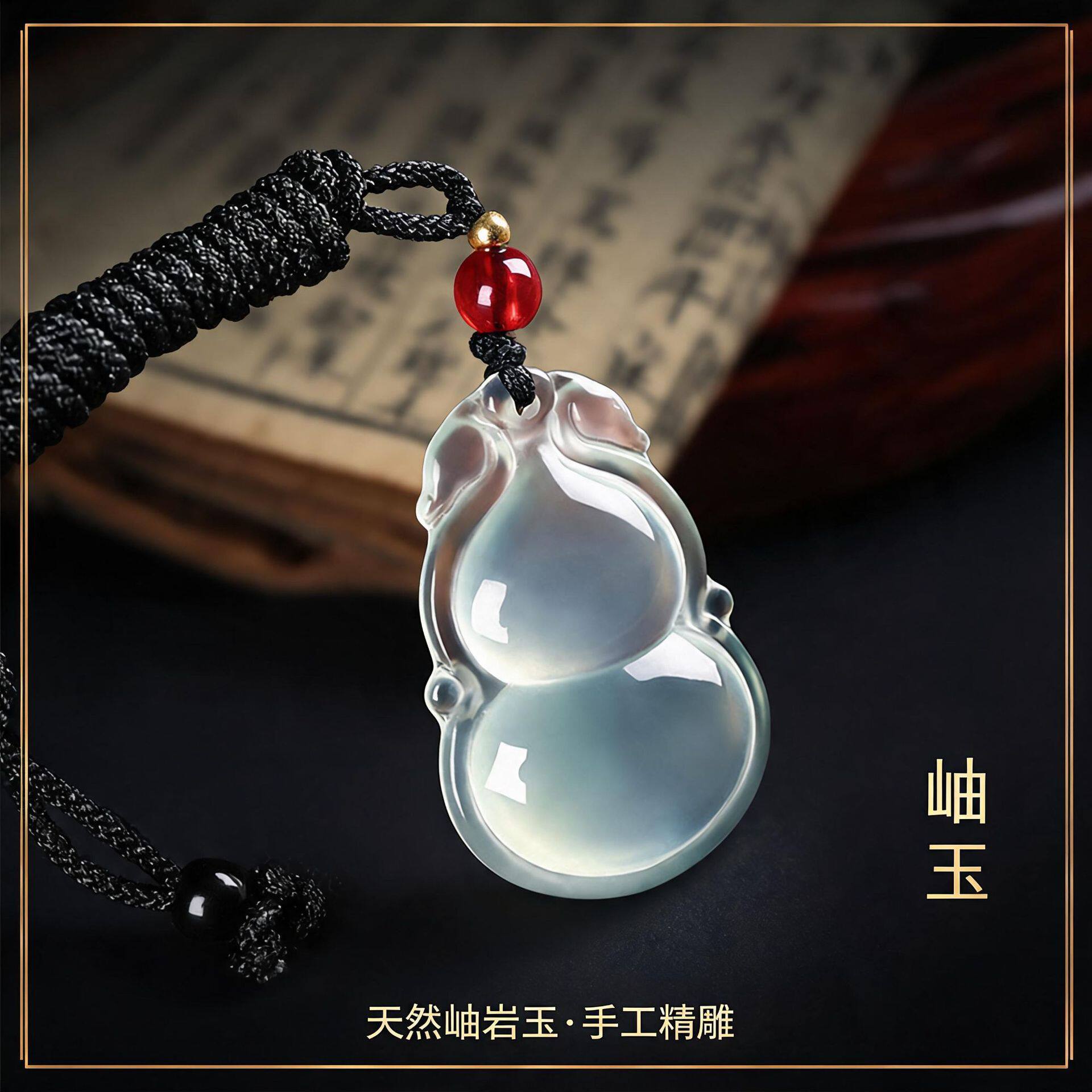 厂家供应岫玉葫芦吊坠冰种单面葫芦玉石项链新中式国风高级感挂坠