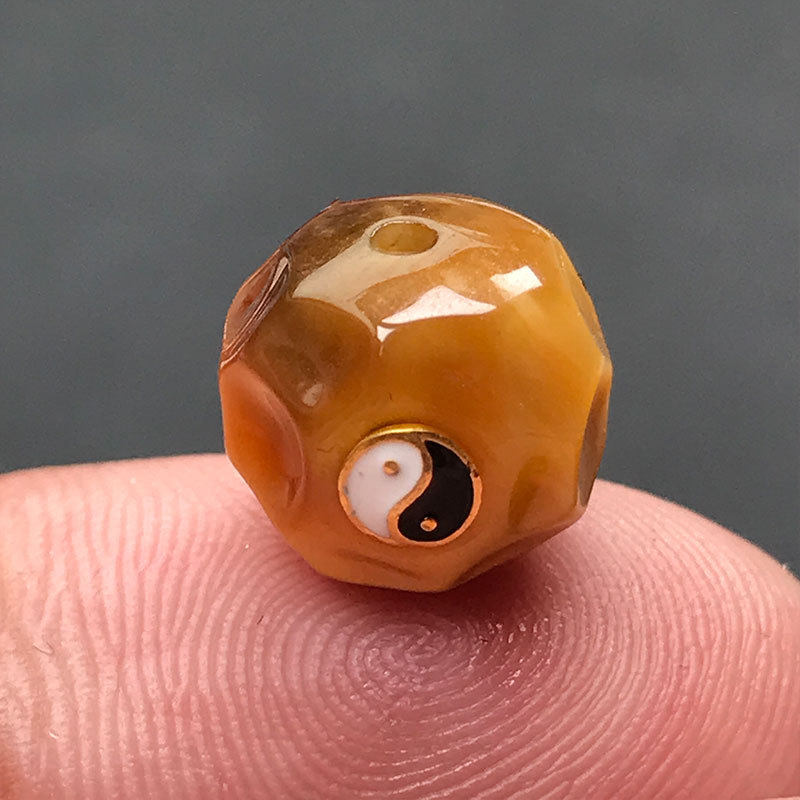 11MM黄虎眼八卦老型珠切面无相散珠文玩星月菩提手串配珠隔珠配件