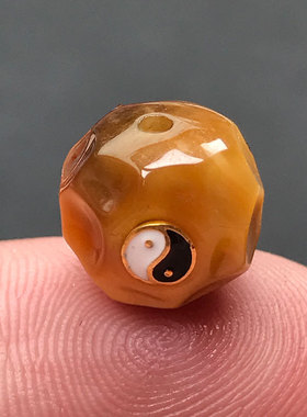 11MM黄虎眼八卦老型珠切面无相散珠文玩星月菩提手串配珠隔珠配件