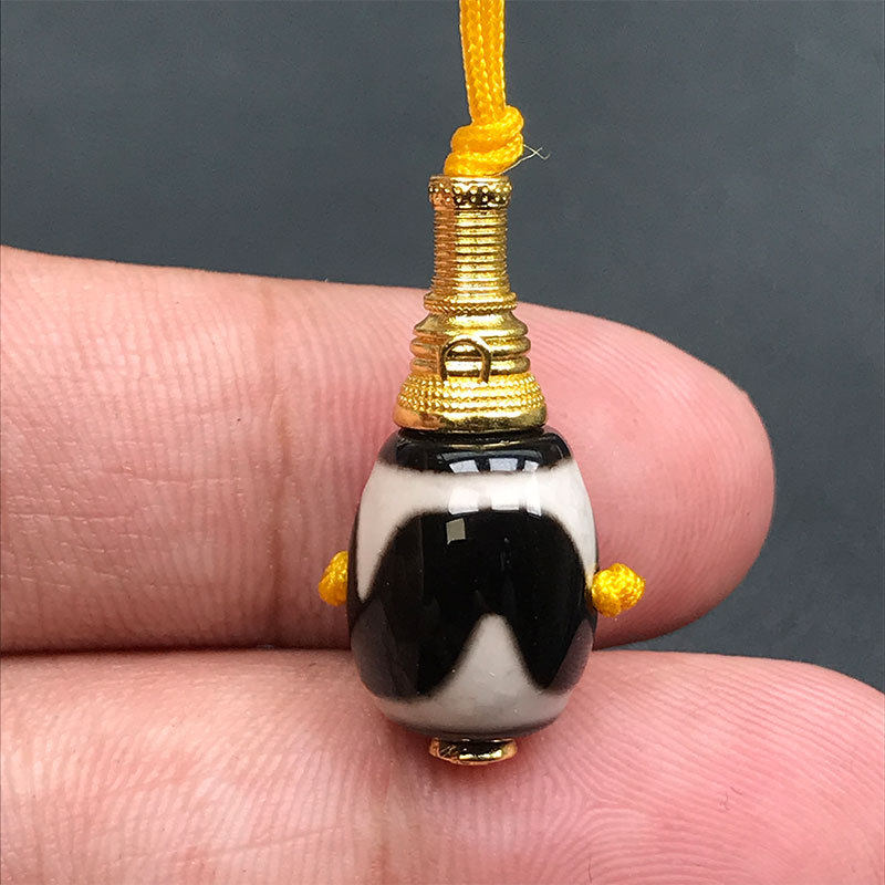 11MM天然虎牙天珠玛瑙三通diy文玩配饰虎牙天珠手串佛珠项链配件