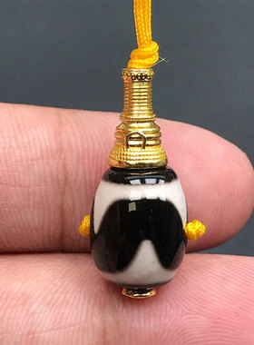 11MM天然虎牙天珠玛瑙三通diy文玩配饰虎牙天珠手串佛珠项链配件
