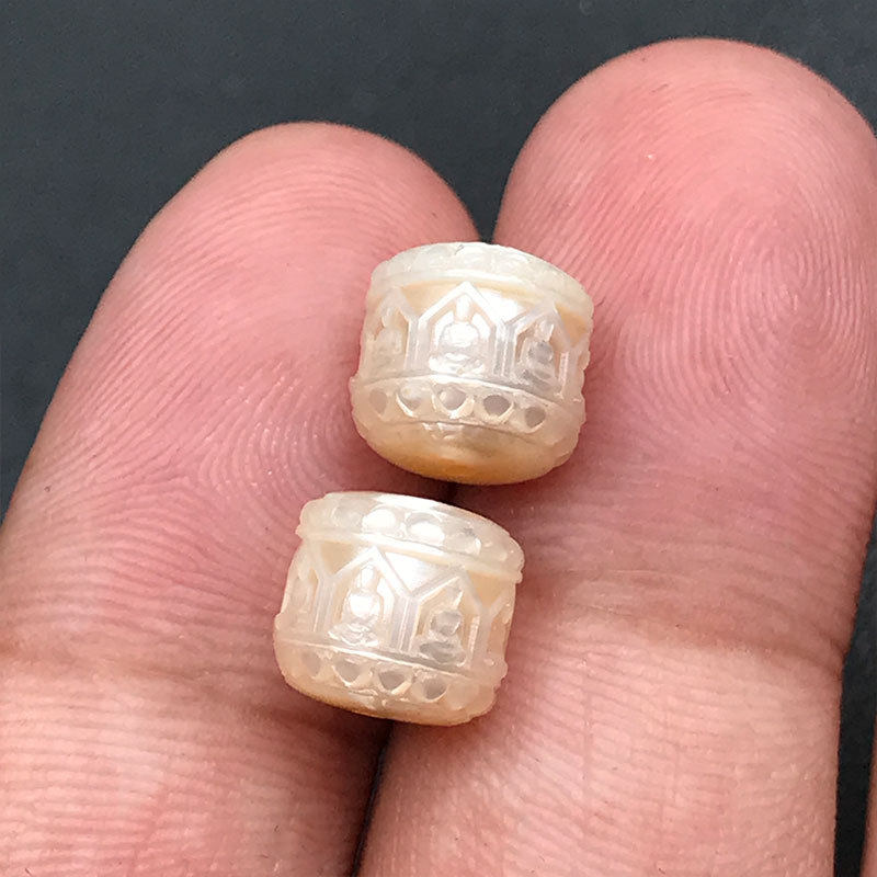 9MM天然淡水珍珠老型珠无相佛精工雕刻珍珠DIY文玩手串配件顶腰珠