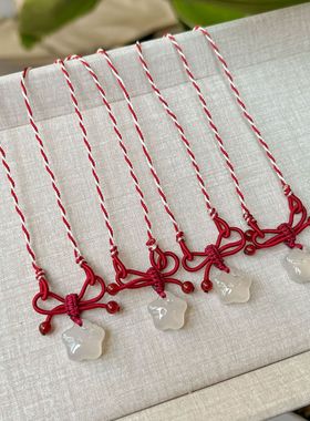 冰透小红书小星星同款蝴蝶结编织项链中式可爱颈链玛瑙配饰