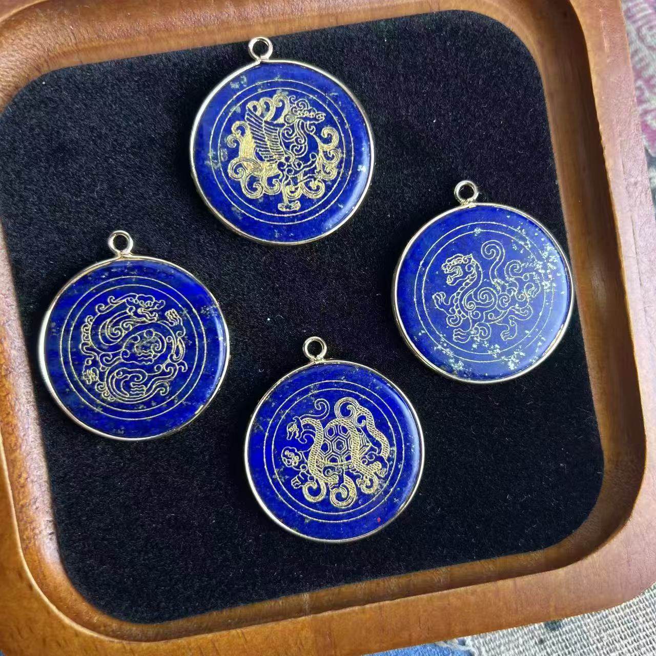 青金石青龙白虎朱雀玄武吊坠