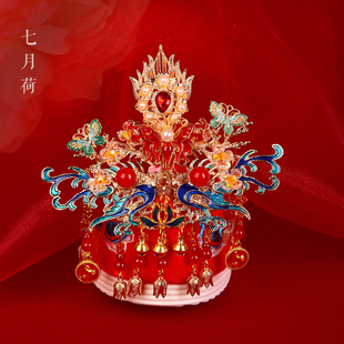 七月荷【凤舞九天】原创手工轻奢高端婚鞋 明制重工刺绣秀禾中式