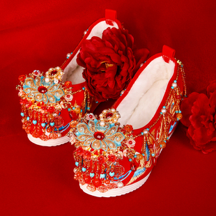 加绒保暖冬七月荷原创【如意吉祥】秀禾结婚新娘婚鞋豪华中式婚礼