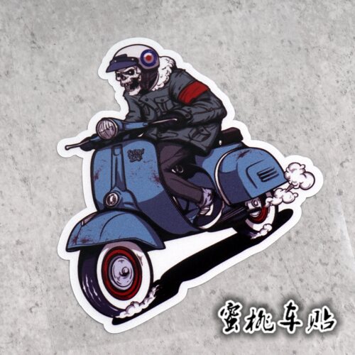 vespa比亚乔VESPA GTS GTV LX LT春天冲刺骷髅贴纸车贴车标贴花66