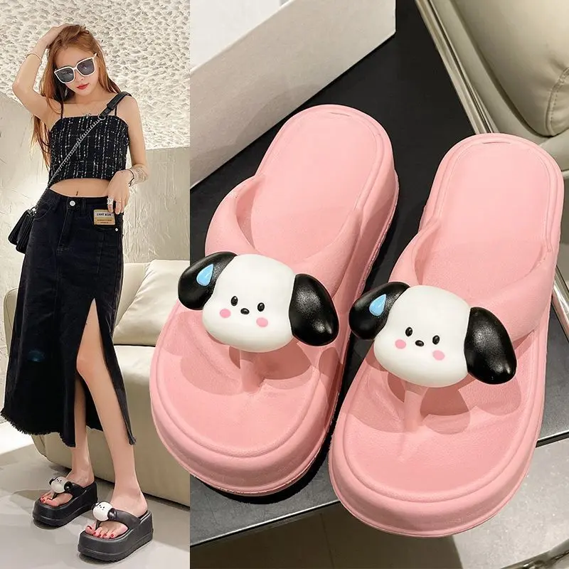可爱小狗人字拖鞋女夏外穿2025新款厚底增高海边沙滩防滑夹脚凉拖,女鞋,人字拖,淘宝优惠券,粉丝福利购,淘宝优惠卷
