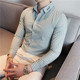 高级感韩版 痞帅时尚 修身 轻奢风条纹休闲衬衣男士 长袖 正装 刺绣衬衫