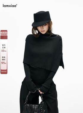 iamxiaa*【限时95折+双十一折扣11/10 20:00】黑色斗篷毛衣真两件