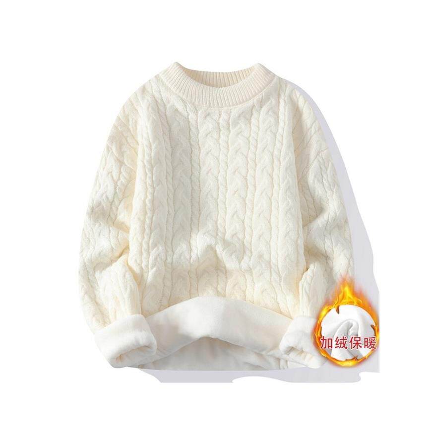 毛衣女秋冬2025新款宽松套头纯色麻花百搭加绒加厚内搭针织打底衫