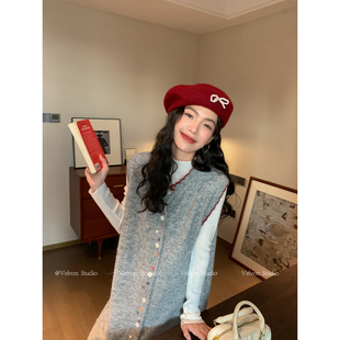 【陈格格】舒适满分~软糯宽松减龄彩虹扣背心裙叠穿针织连衣裙